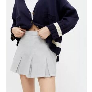 NWT UO Corduroy Skirt School A Line Girl Pleated Grey Fall Autumn